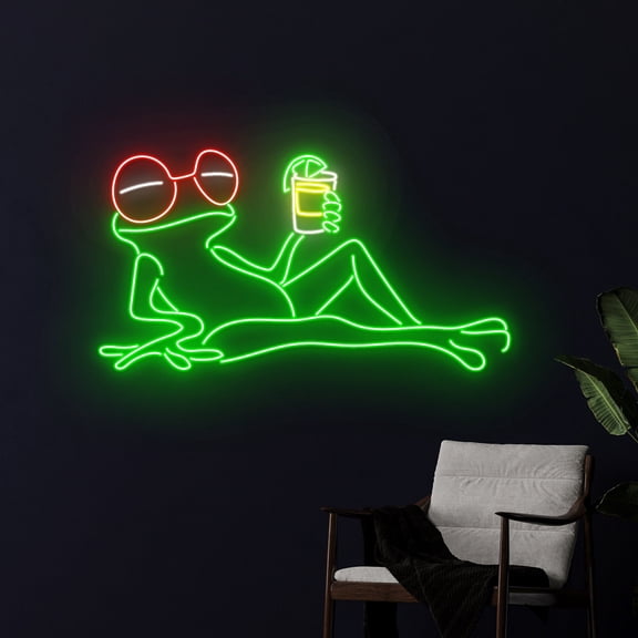 Handmadetneonsign Frog Tequila Led Sign, Tequila Frog Neon Light, Frog Wine Neon Sign, Frog Drinks