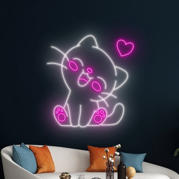 Handmadetneonsign Funny Cat Led Sign, Cat Led Light, Cat Neon Sign, Cat Neon Light, Pet Spa Decor