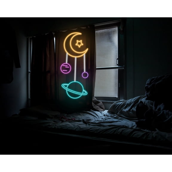 Handmadetneonsign Galaxy Led Sign, Star Neon Sign, Wall Decor, Planet Neon Sign, Custom Neon Sign