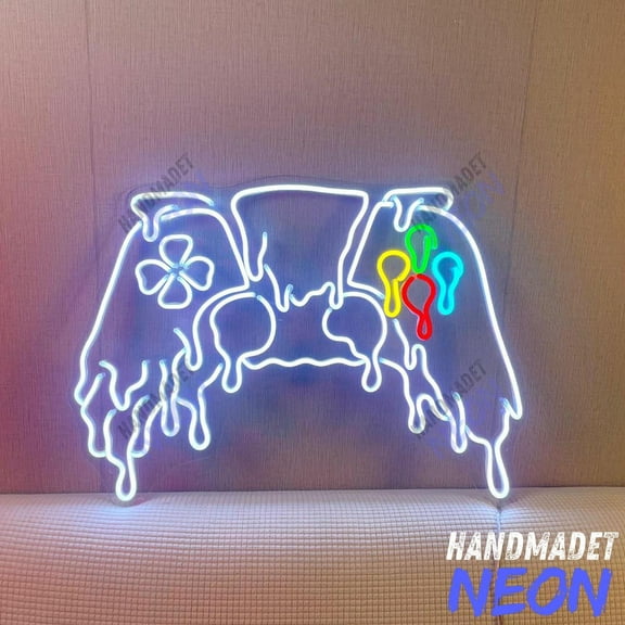 Handmadetneonsign Game Controller Neon Sign, Wall Light for Gaming, Streamer Decor 135768
