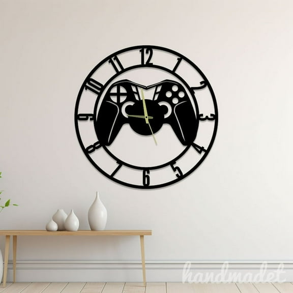 Handmadetneonsign Gamepad Wall Clock Unique, Text Oversize Wall Clock, Year Date Round Wall Clock 56038