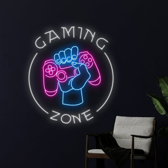 Handmadetneonsign Gaming Zone Neon Sign, Game Controller Led Sign, Game Player Led Light, Gaming