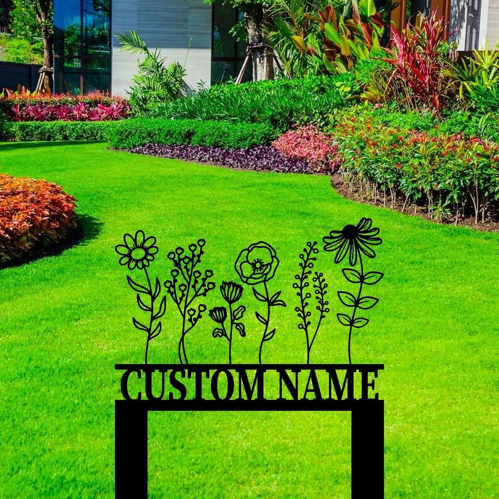 Stake Names Handmadetneonsign Garden Name Memorial Metal With Stake, Garden Flower ...