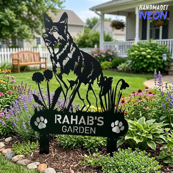Handmadetneonsign German Shepherd Garden Stake, Yard Art Decor, Dog Memorial Gift