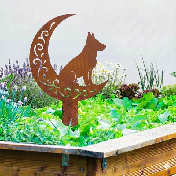 Handmadetneonsign German Shepherd Rusty Metal Stake, Dog Metal Sign, Memorial Gift For Pet Owner