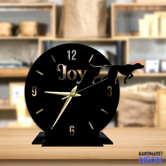 Handmadetneonsign German Shorthaired Pointer Tabletop Metal Clock, Dog Desktop Clock, Home Decor 047302