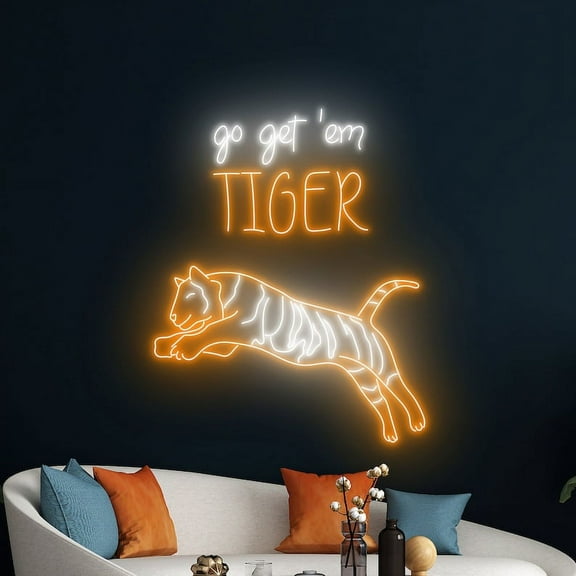 Handmadetneonsign Go Get 'Em Tiger Neon Light, Tiger Led Sign, Tiger Neon Sign, Tiger Led Light