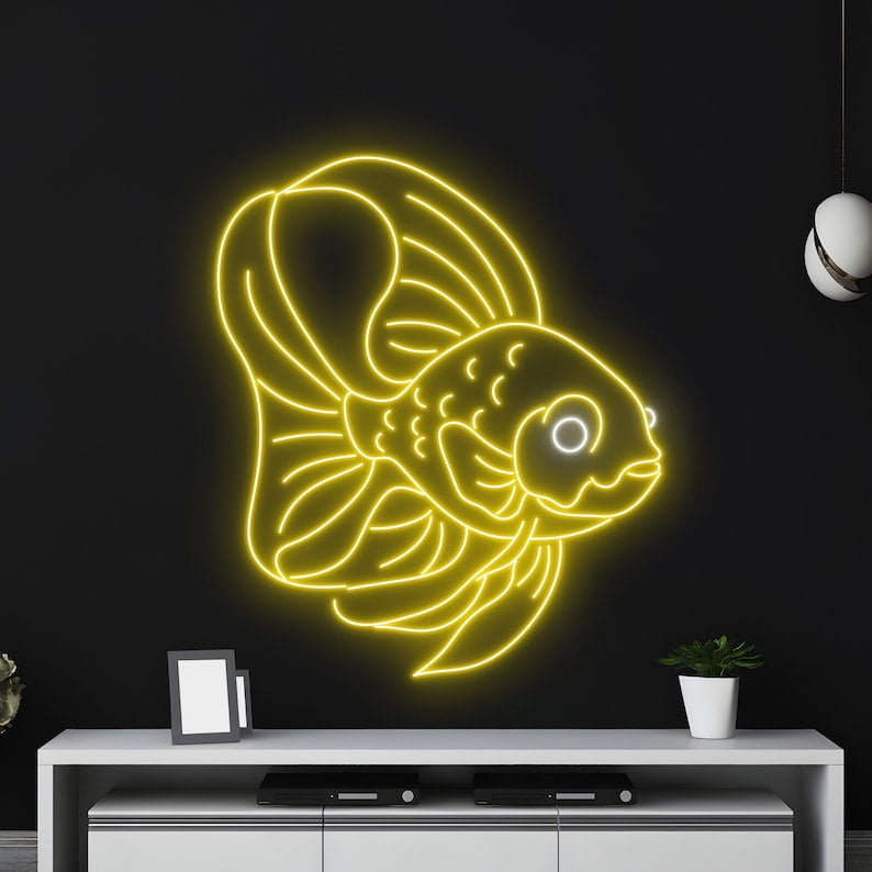Photo inspiration: Goldfish Aquarium Decor Art Reference: Handmadetneonsign Goldfish Neon Sign Goldfish Fishing Neon Led Light