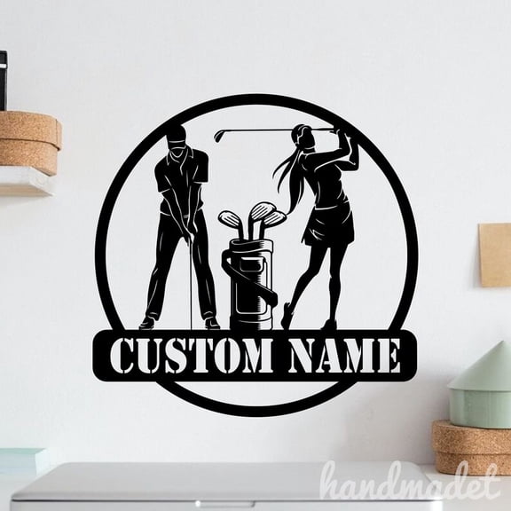 Handmadetneonsign Golf Bag Metal Wall Art Light, Golf Player Metal Sign Wall Decor, Sport Fan Club Metal Decor