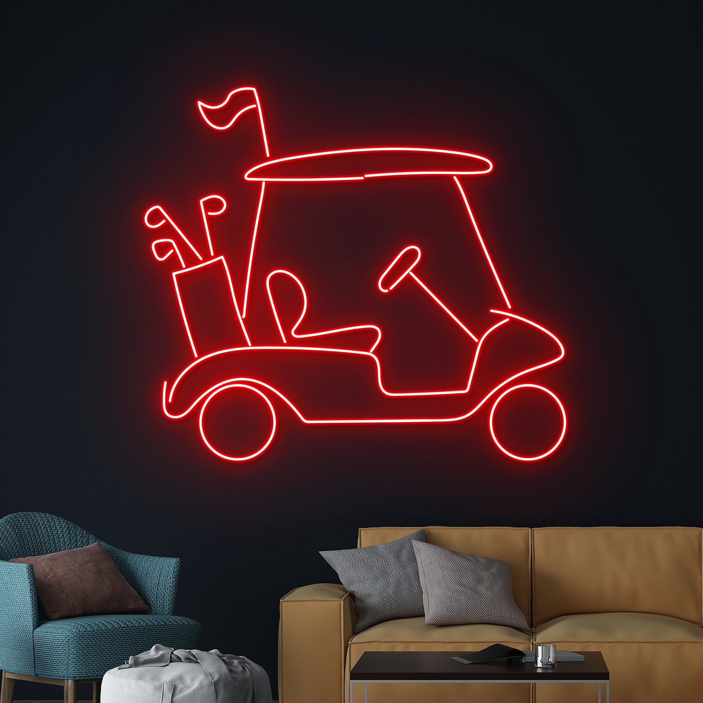 Handmadetneonsign Golf Cart Neon Sign, Golfer LED Light, Golfing LED