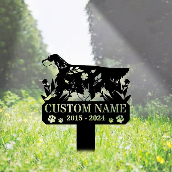 Handmadetneonsign Gordon Setter Dog Memorial Metal With Stake, Gordon Setter Metal Name Sign Stake, Dog Metal Stake Decor 45352