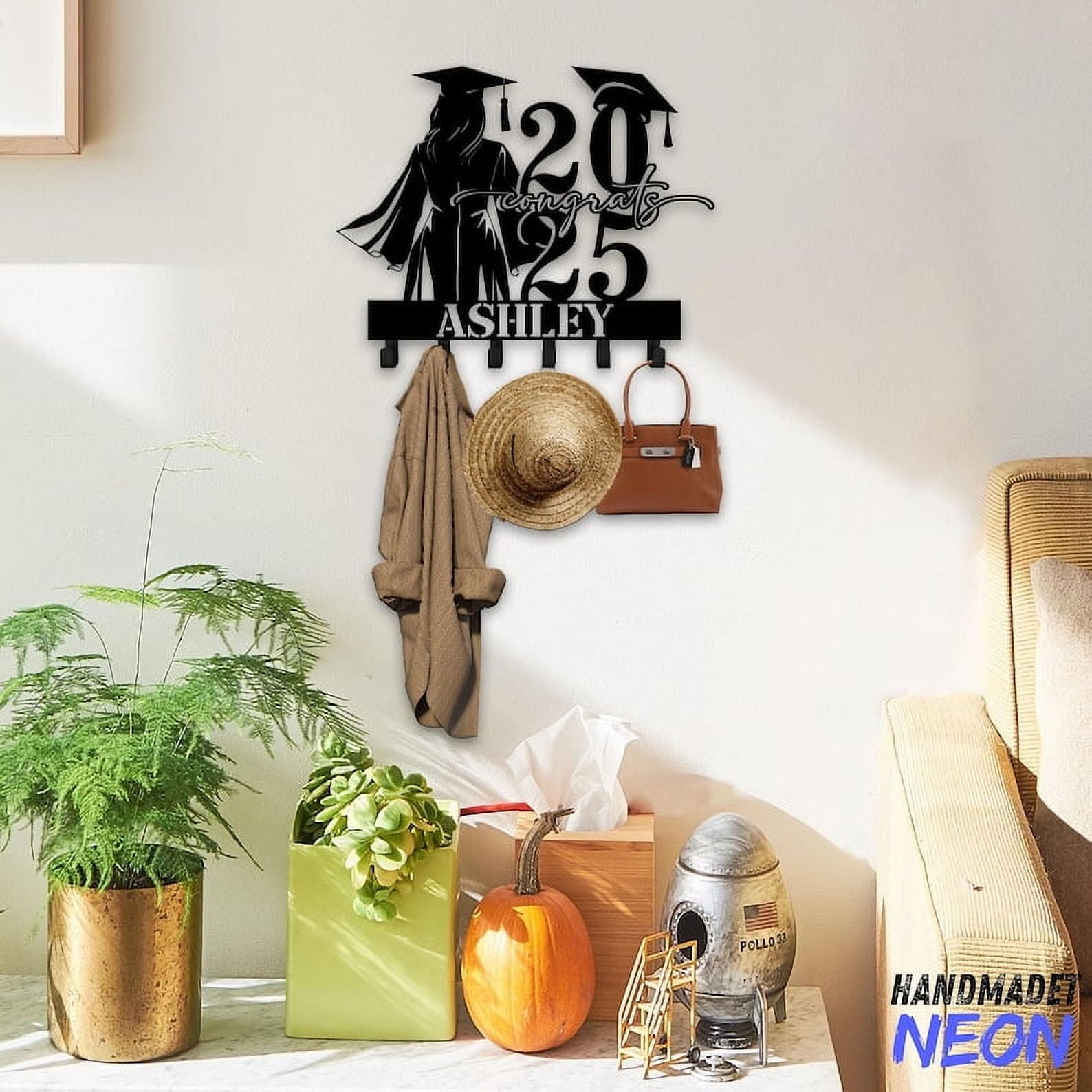 Handmadetneonsign Graduation Coat Rack Wall Hanger, Graduate Metal Wall ...