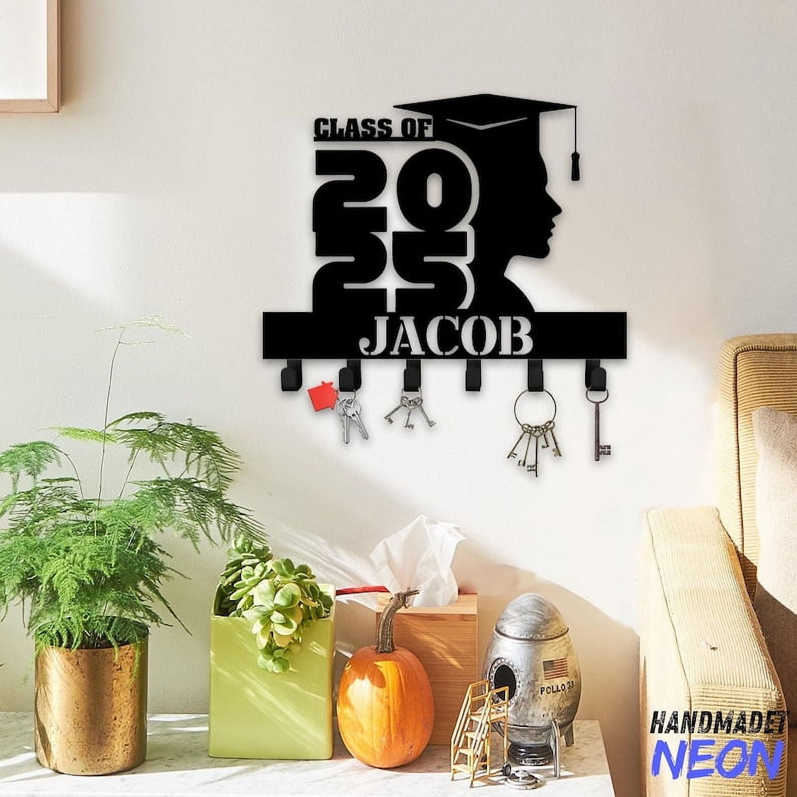 Handmadetneonsign Graduation Key Holder Wall Hanger, Graduate Metal ...