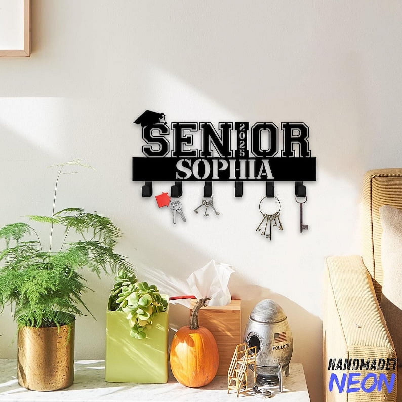 Handmadetneonsign Graduation Key Holder Wall Hanger, Graduate Metal ...