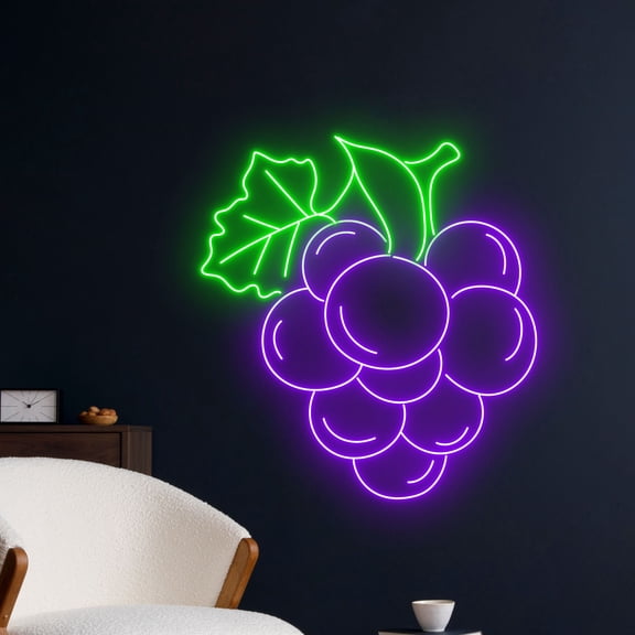Handmadetneonsign Grape Neon Sign, Juice Fruit Store Neon Led Art Decor, Fruit Store Wall Decor