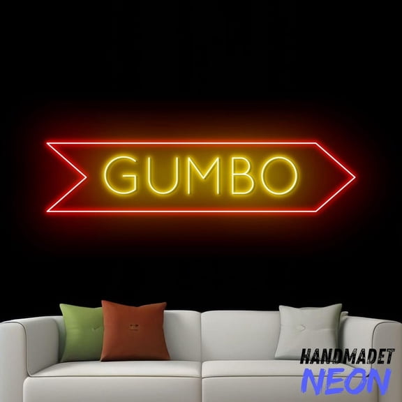 Handmadetneonsign Gumbo Arrow Direction Neon Sign, Gumbo Mexico Led Sign, Gumbo Food Led Light, Gumbo Neon Sign, Mexico Restaurant Wall Decor 100587