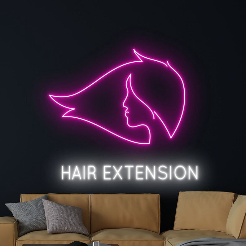 Handmadetneonsign Hair Extension Neon Sign, Hair Cut Stylist Wall Art ...