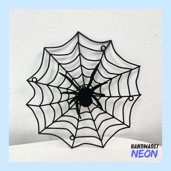 Handmadetneonsign Halloween Spider Metal Sign, Spiderweb Metal Light Wall Art, Home Wall Decor 043758