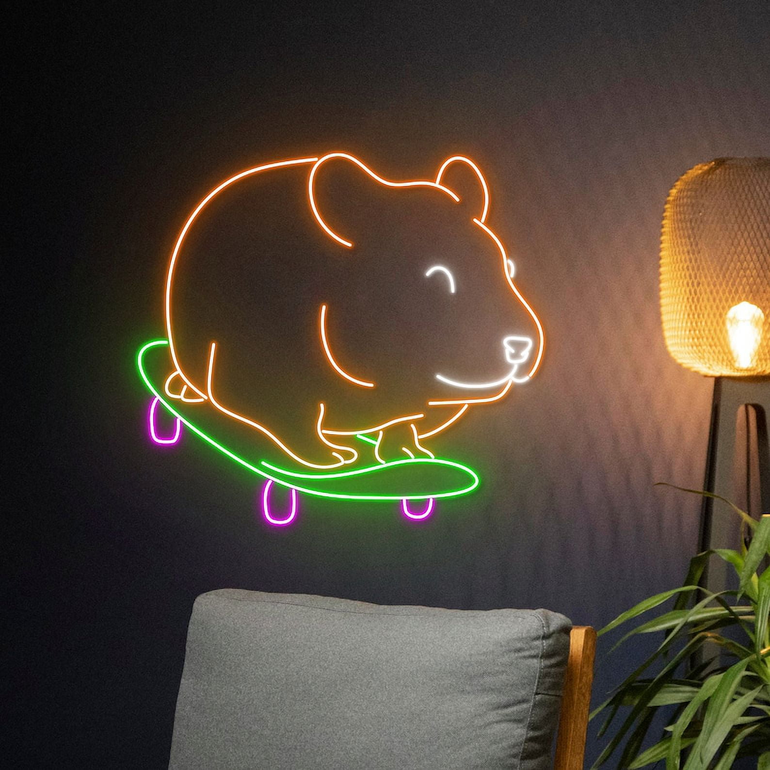 Curated visual reference: Picture Idea: Handmadetneonsign Hamster Skateboarding Neon Sign Skateboard Hamster
