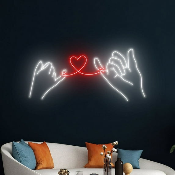 Handmadetneonsign Hand Heart Neon Sign, Couple Hand Heart Led Sign, Hand Heart Love Neon Light