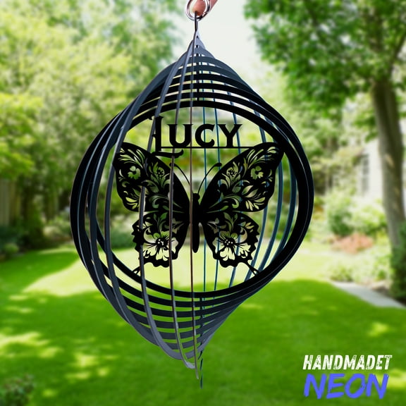 Handmadetneonsign Butterfly Wind Spinner, Colorful Butterfly Hanging Yard Decoration, Garden Ornament 132552