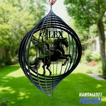 Handmadetneonsign Horse Wind Spinner Metal, Garden Decor Yard Art Outdoor Kinetic for Riding Fans 132687