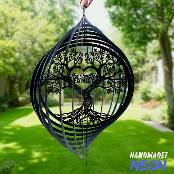 Handmadetneonsign Tree Wind Spinner, Whimsical Metal Garden Decor for Nature Lovers, Yard Ornament 132797