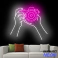 thumbnail image 1 of Handmadetneonsign Hands Holding Camera Neon Sign, Camera Led Sign, Photographer Led Light 94376, 1 of 5