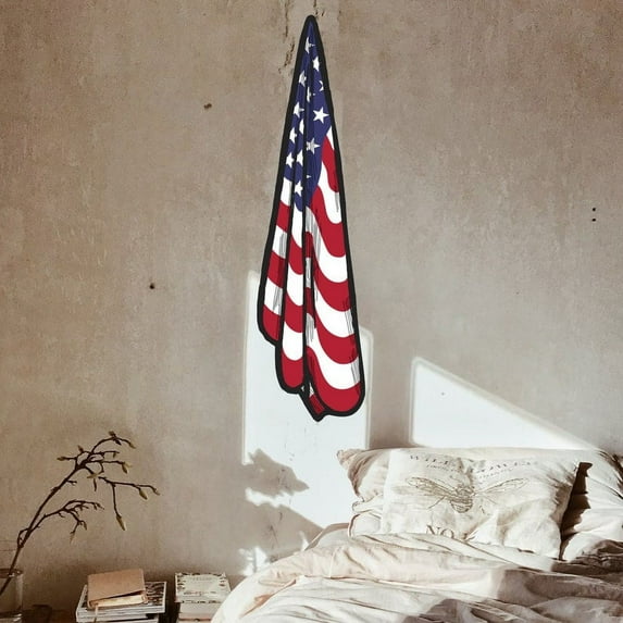 Handmadetneonsign Hanging Flag Metal Wall Art Light, American Flag Metal Sign Wall Decor, American Flag Metal Decor