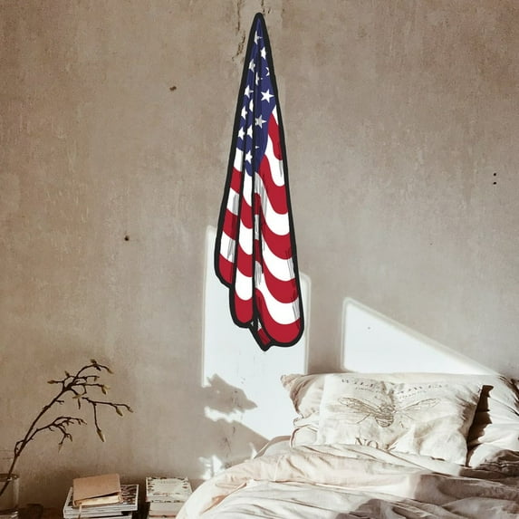 Handmadetneonsign Hanging Flag Metal Wall Art Light, American Flag Metal Sign Wall Decor, American Flag Metal Decor