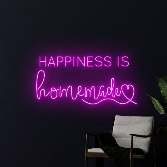 Handmadetneonsign Happiness Is Home Made Neon Sign, Custom Quote Text LED Light, Name Neon Light