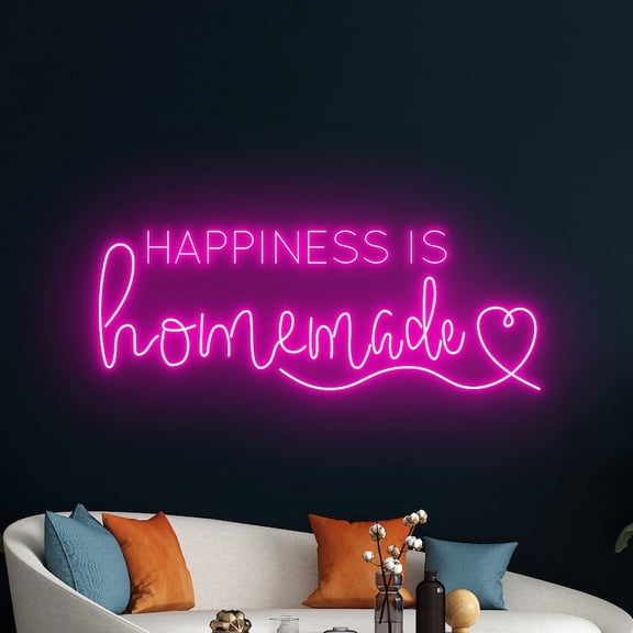 Handmadetneonsign Happiness Is Homemade Neon Sign, Personalized Quote Wall Decor, Quote Wall Decor