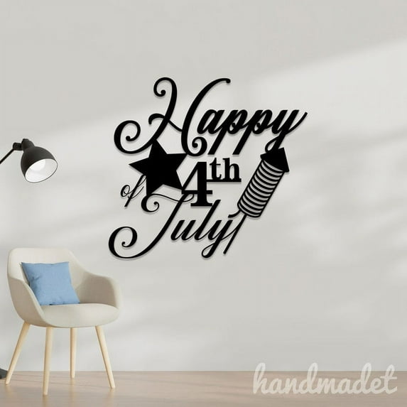 Handmadetneonsign Happy 4th Of July Metal Wall Art Light, USA Celebration Metal Sign Wall Decor, USA Independence Day Metal Decor