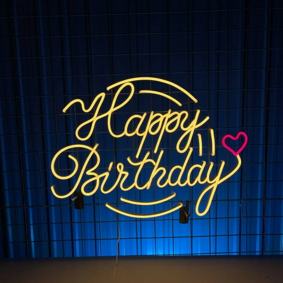 Handmadetneonsign Happy Birthday Neon Sign, Happy Birthday Light Wall Art Decor, Home Bedroom Party Wall Decor
