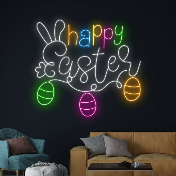 Handmadetneonsign Happy Easter Neon Sign, Happy Easter Led Sign