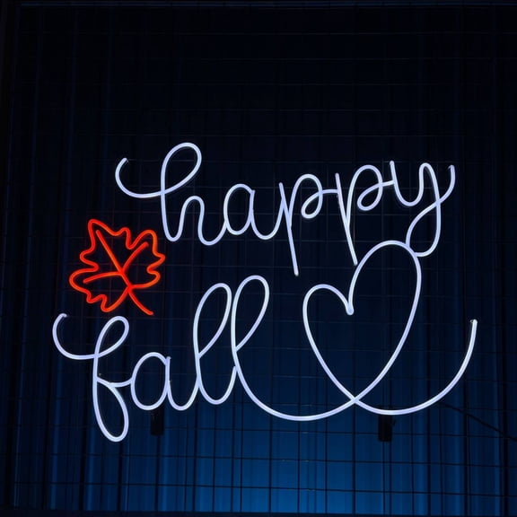 Handmadetneonsign Happy Fall Neon Sign, Autumn Quote Wall Art Decor, Autumn Season Room Wall Decor
