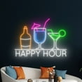 thumbnail image 1 of Handmadetneonsign Happy Hour Neon Sign, Cocktail Wine Bar Wall Art Decor, Bar Club Logo Wall Decor, 1 of 5