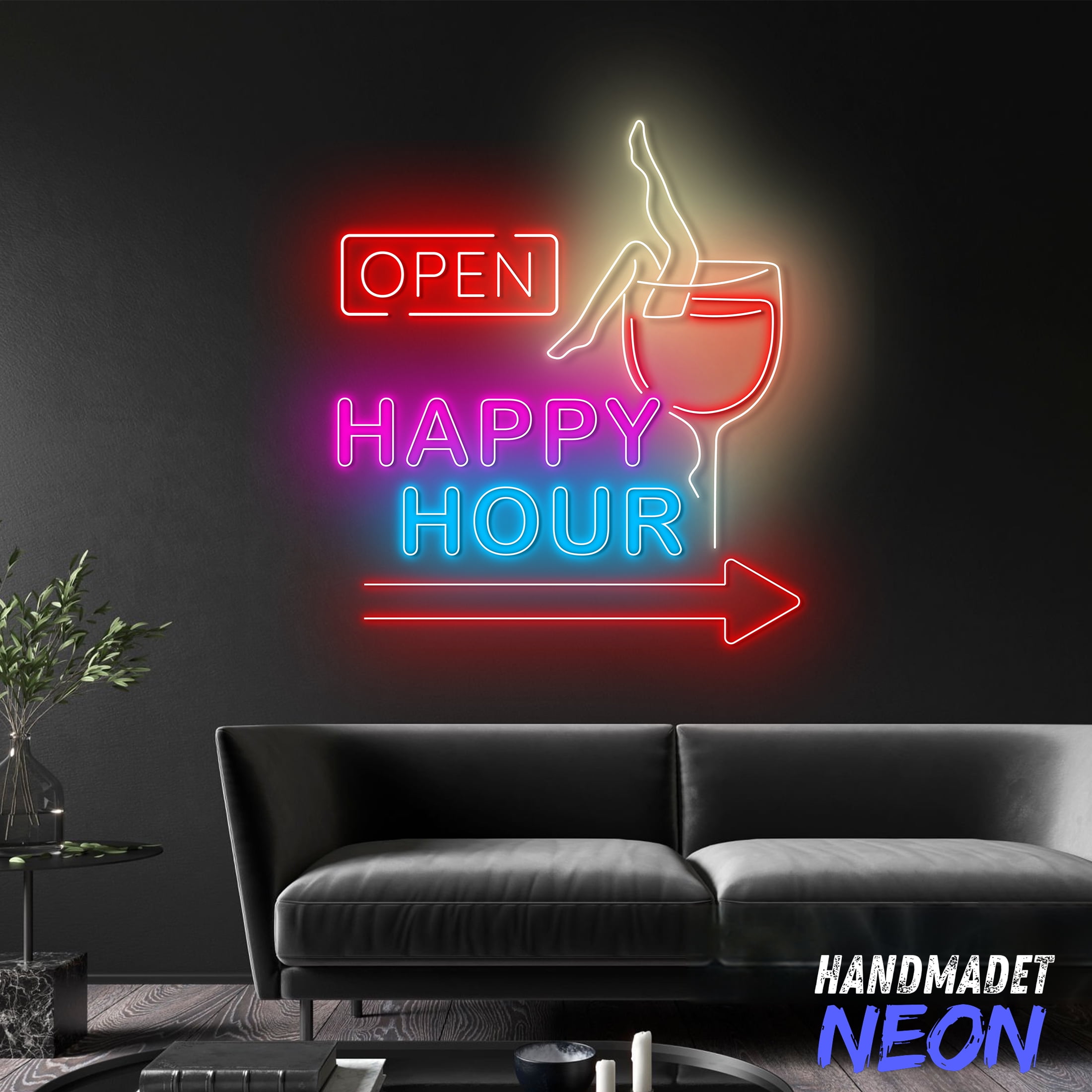 Happy Hour Led Signs Handmadetneonsign Happy Hour Neon Sign, Led Wall Light For Bar, Pub ...