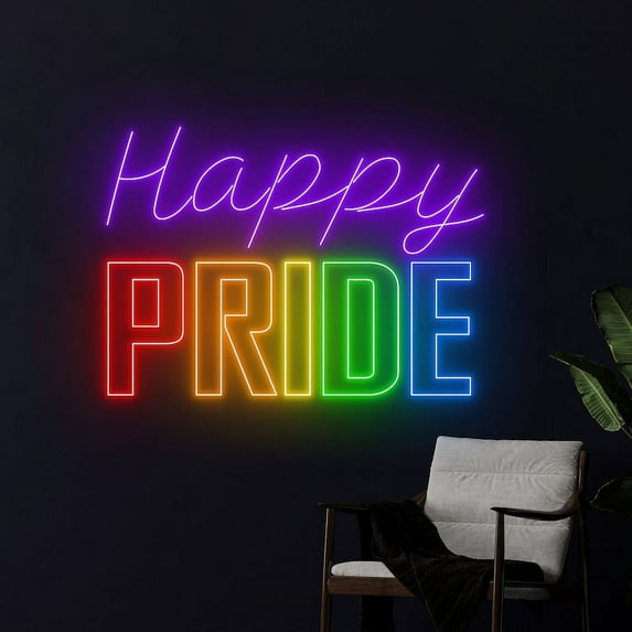 Handmadetneonsign Happy Pride LGBT Neon Sign, LGBT Pride Wall Art Decor, Pride LGBT Wall Decor