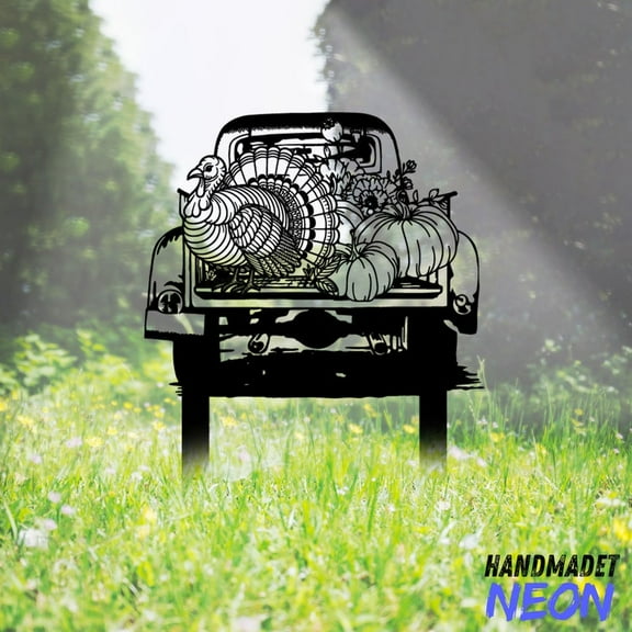 Handmadetneonsign Happy Thanksgiving Metal Stake, Turkey Garden Stake, Yard Outdoor Stake Decor 046697