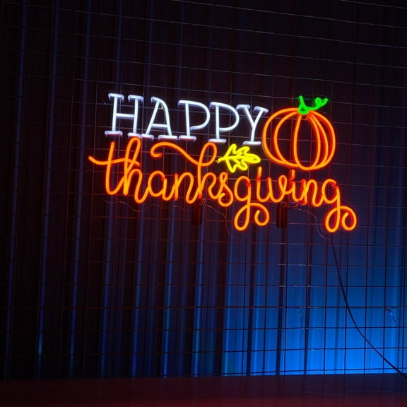 Handmadetneonsign Happy Thanksgiving Pumpkin Neon Sign, Thanksgiving Pumpkin LED Light, Pumpkin LED