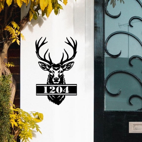 Handmadetneonsign Head Deer Hunting House Number Metal Wall Art LED Light - Personalized Sign Home Decor