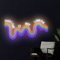 Handmadetneonsign Healing Is Not Linear Neon Sign, Positivity Wall Art Decor, Rainbow Wall Decor