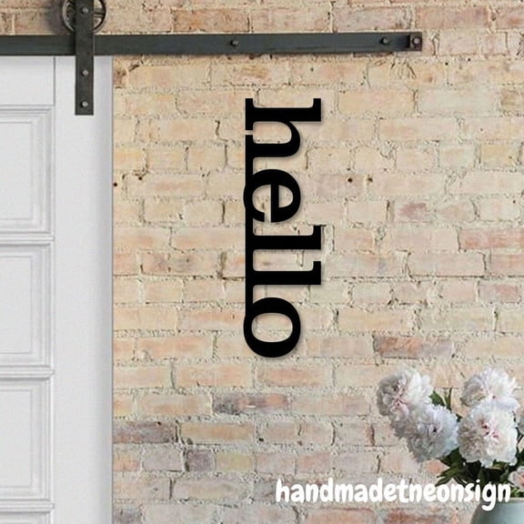 Handmadetneonsign Hello House Metal Decor, Welcome Home Metal Sign, Hello Address Wall Sign 041140