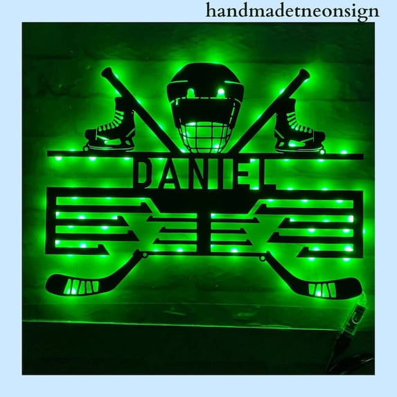 Handmadetneonsign Hockey Medal Hanger Metal Wall Art Light, Hockey Player Metal Sign Wall Decor, Athlete Metal Decor 46301