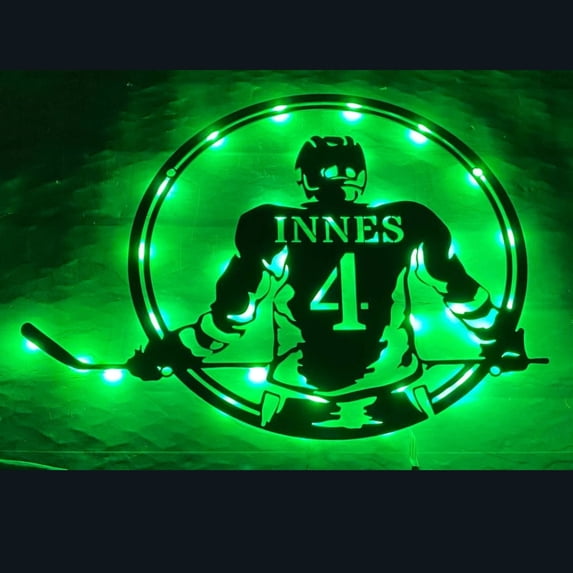 Handmadetneonsign Hockey Metal Wall Art Light, Ice Hockey Metal Sign Wall Decor, Ice Hockey Sport Metal Decor