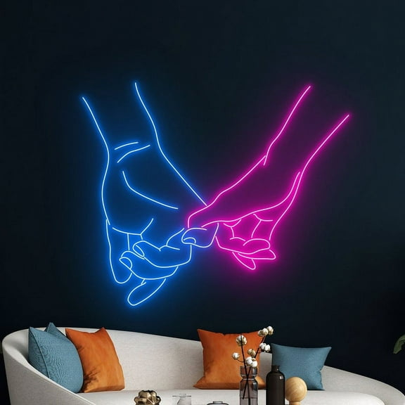 Handmadetneonsign Holding Hands Neon Sign, Promise Hands Neon Light, Romance Hands Led Light