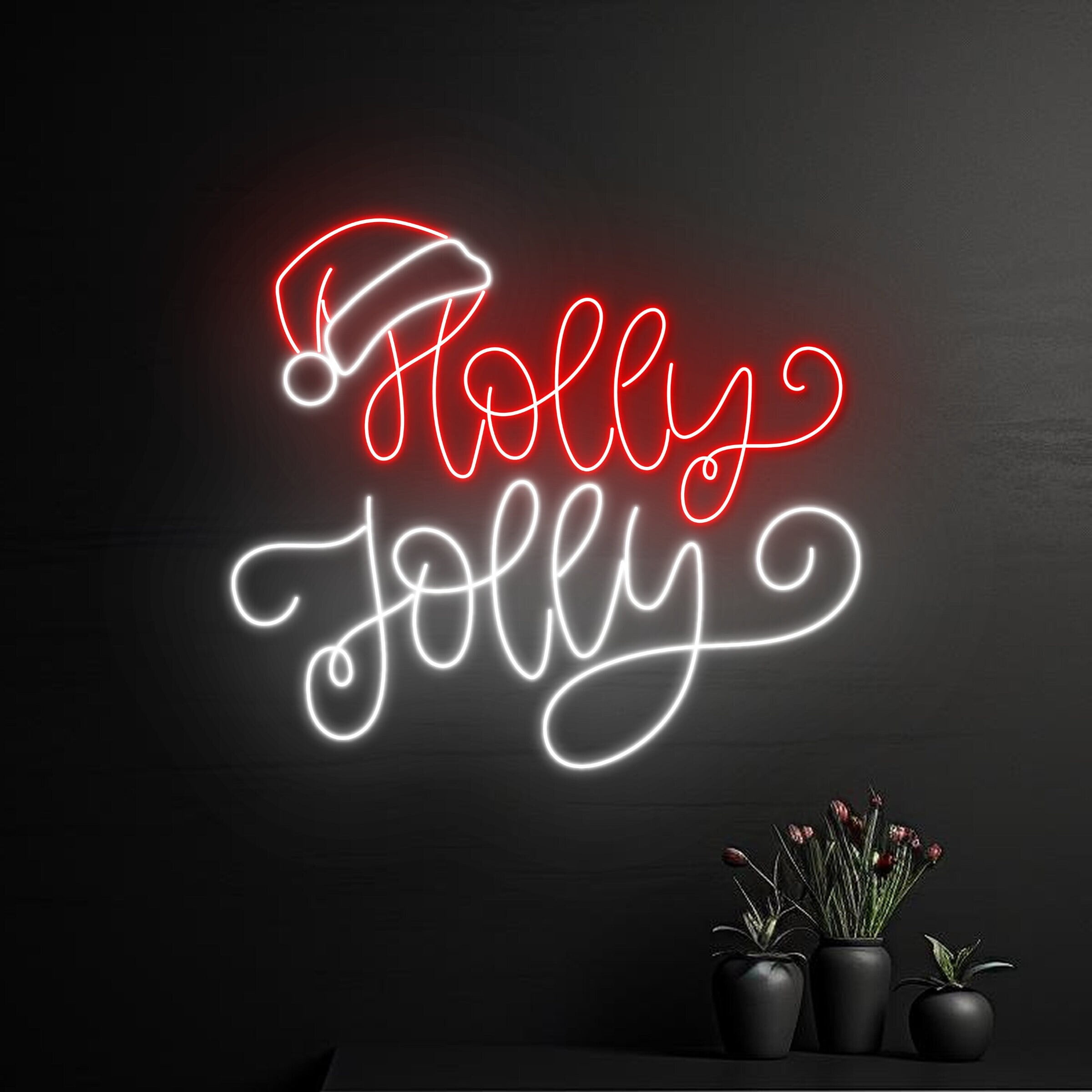 Handmadetneonsign Holly Jolly Neon Sign, Merry Christmas Led Sign, Christmas Neon Light, Happy