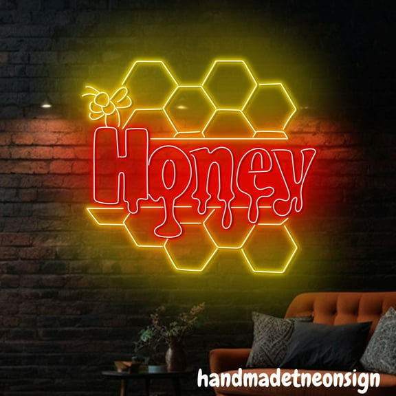 Handmadetneonsign Honey Neon Sign, Honey Store Led Light, Business Decor, Shop Store Wall Art Decor 71663