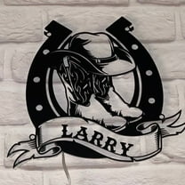 Handmadetneonsign Horseshoe Metal Wall Art Light, Horseshoe Metal Sign Wall Decor, Cowboy Metal Decor